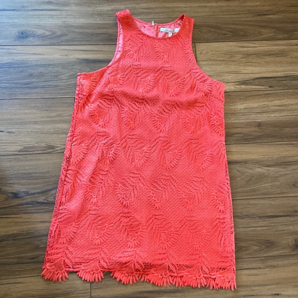 Coral pink lace sleeveless dress NWT